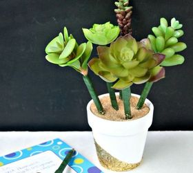succulent flower pot pens, crafts, how to, succulents