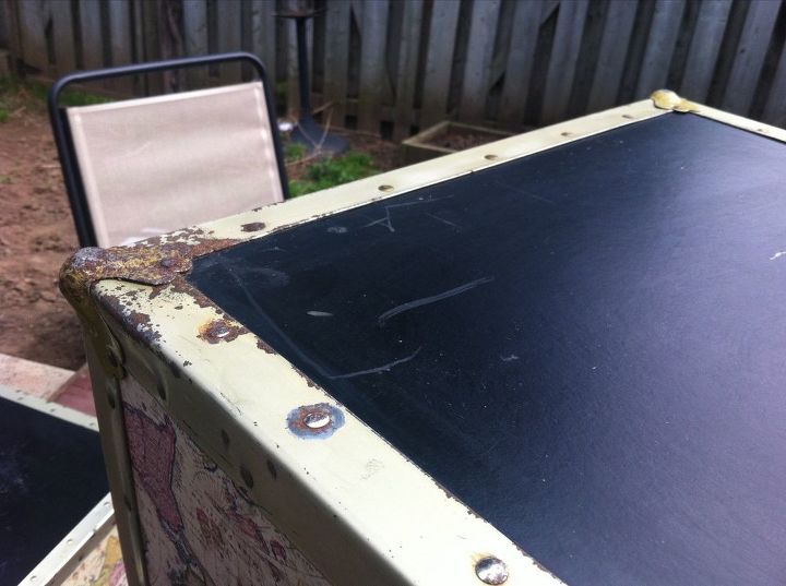 q need ideas on transforming this chest trunk, painted furniture, repurposing upcycling, How to remove the rust on this