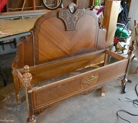 old bed makes charming bench, painted furniture, repurposing upcycling