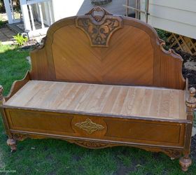 old bed makes charming bench, painted furniture, repurposing upcycling