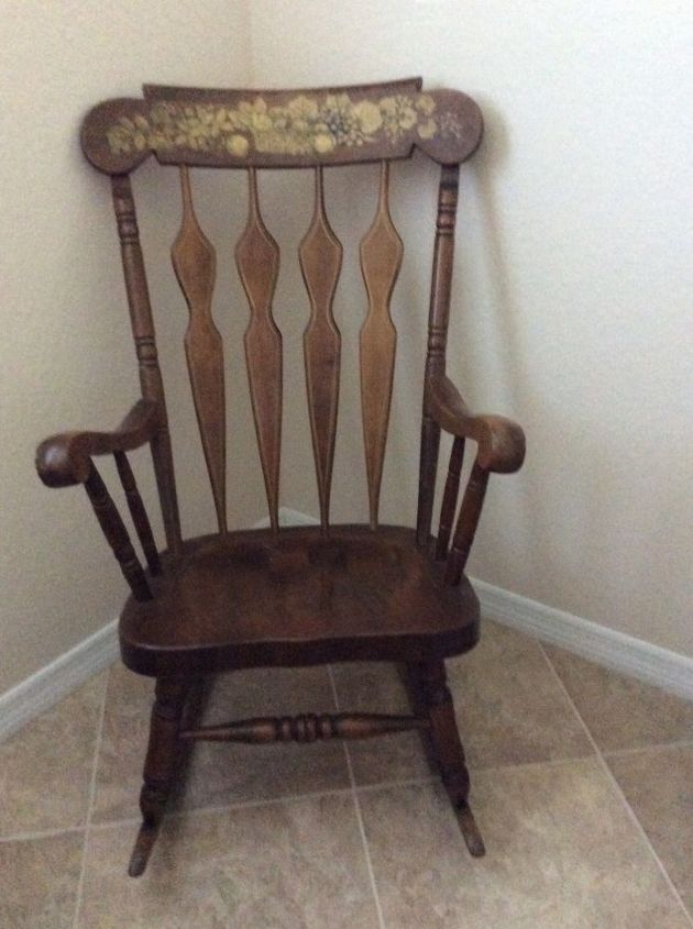 q rocking chair, painted furniture, repurposing upcycling, Some kind of hard wood