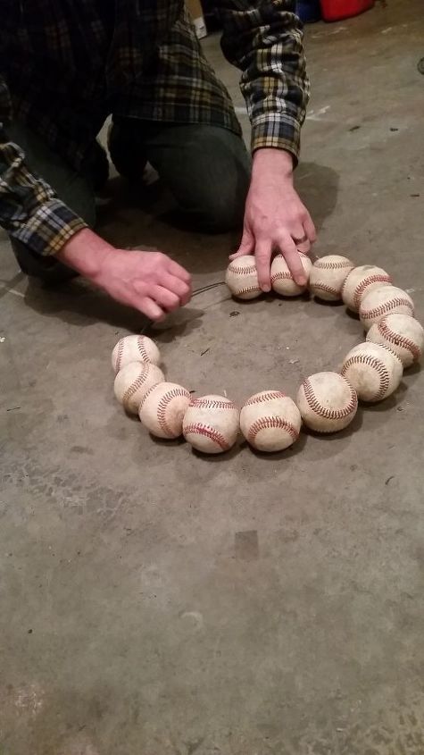 how to make a baseball wreath for your front door, crafts, how to, repurposing upcycling, wreaths