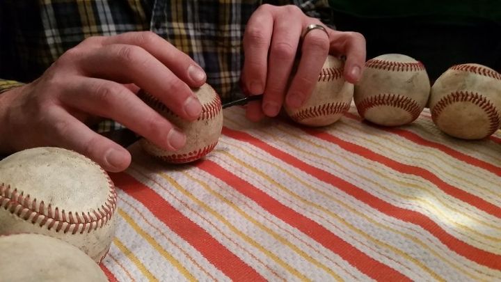 how to make a baseball wreath for your front door, crafts, how to, repurposing upcycling, wreaths
