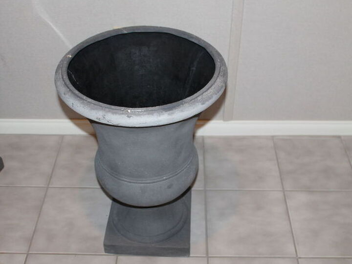 q what can i place inside this planter in order to use less soil, container gardening, gardening, home decor