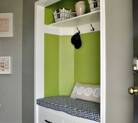 front entry makeover, closet, diy, foyer, how to, organizing, reupholster