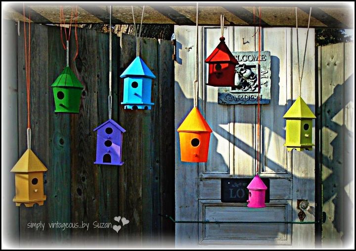 painted birdhouses, crafts, gardening, outdoor living, pets animals