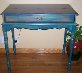 repainted wood desk, painted furniture