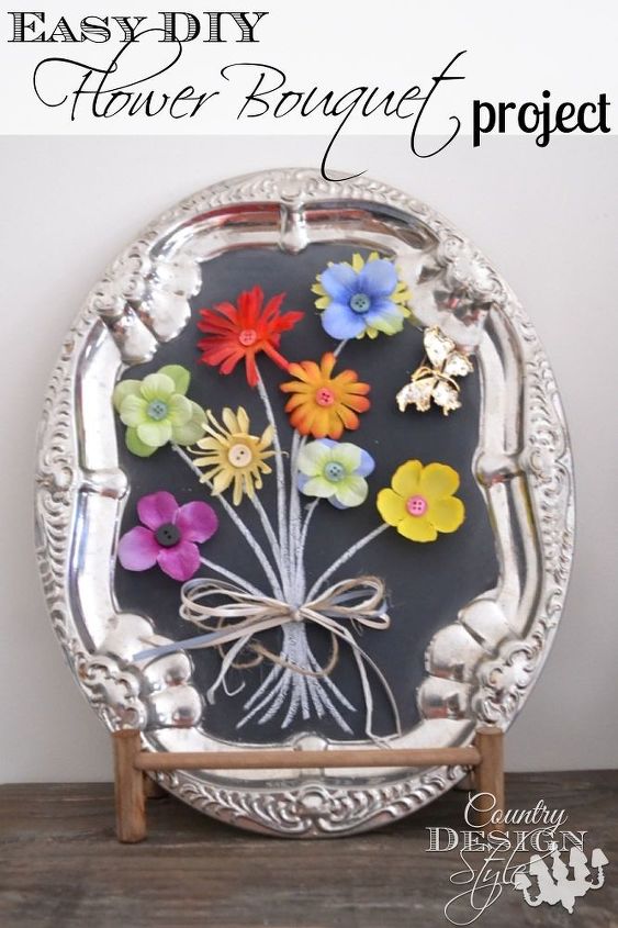 flower bouquet chalkboard art the easy way, chalkboard paint, crafts, flowers, repurposing upcycling
