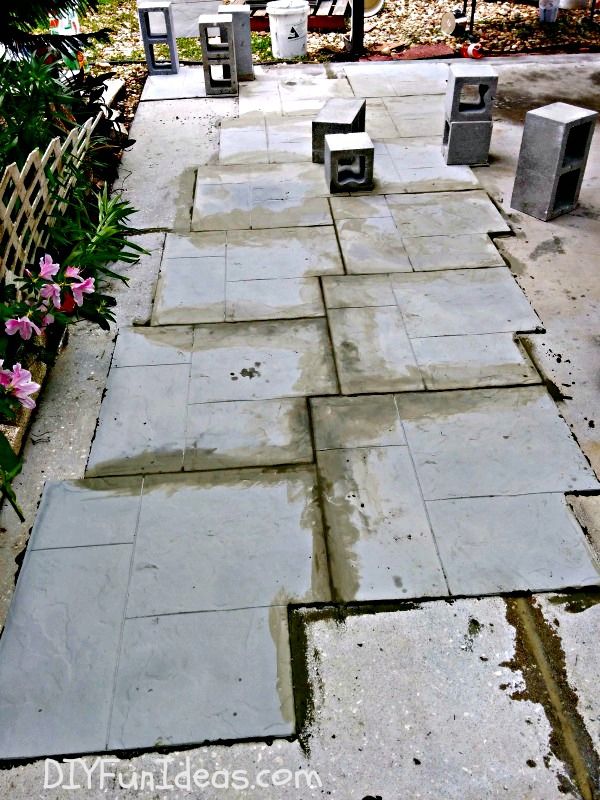 gorgeous diy stamped concrete tile driveway for less, concrete masonry, curb appeal, diy, how to