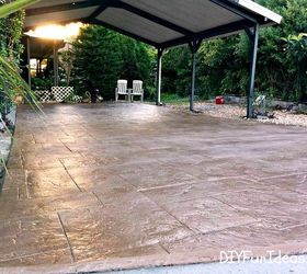 Gorgeous DIY Stamped Concrete Tile Driveway For Less $, Much Less!