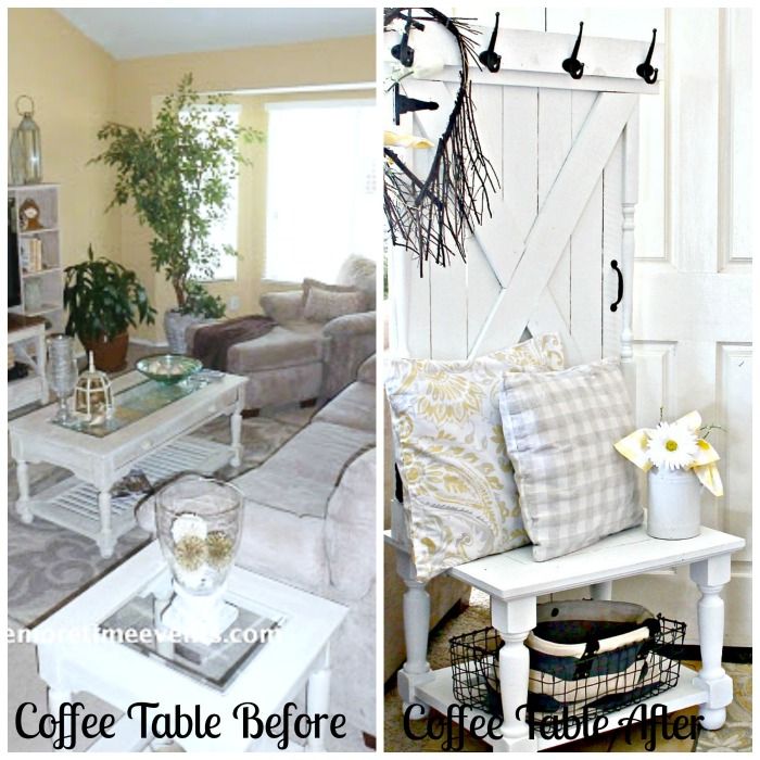 farmhouse hall tree repurposed from coffee table, painted furniture, repurposing upcycling