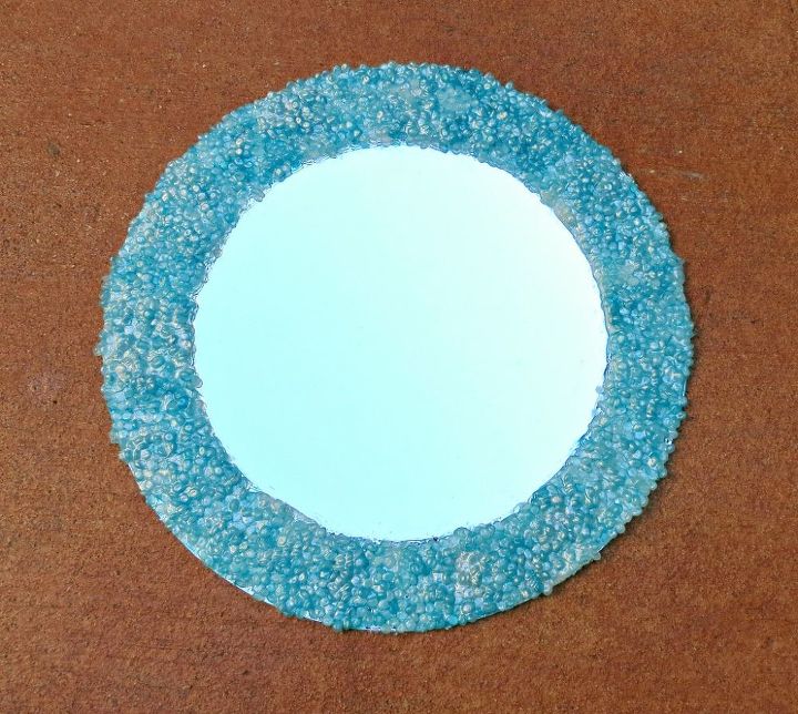 how to make a beaded mirror with poly fil bead pellets, crafts, how to