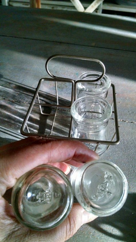 q id of little basket with 2 inch bottles, crafts, repurposing upcycling