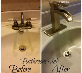 Spray Painted Bathroom Counter and Sink