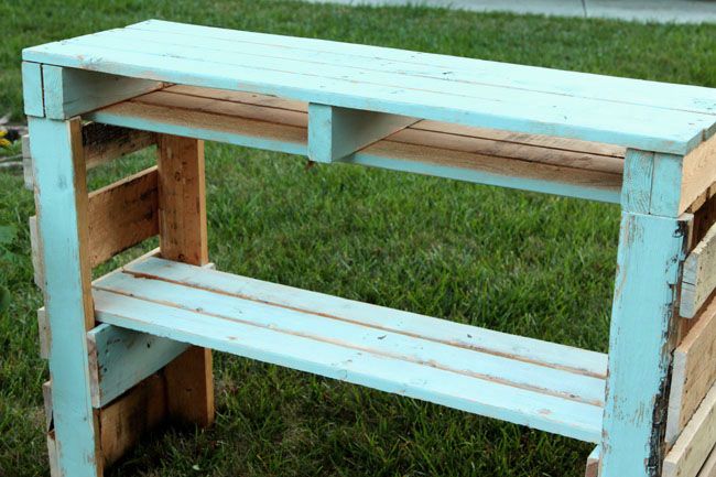 two pallet potting bench, gardening, outdoor furniture, painted furniture, pallet, repurposing upcycling