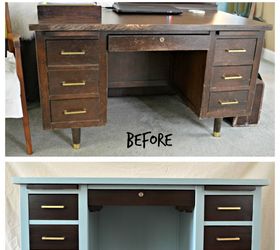 1950 s tanker desk redesign, painted furniture, repurposing upcycling