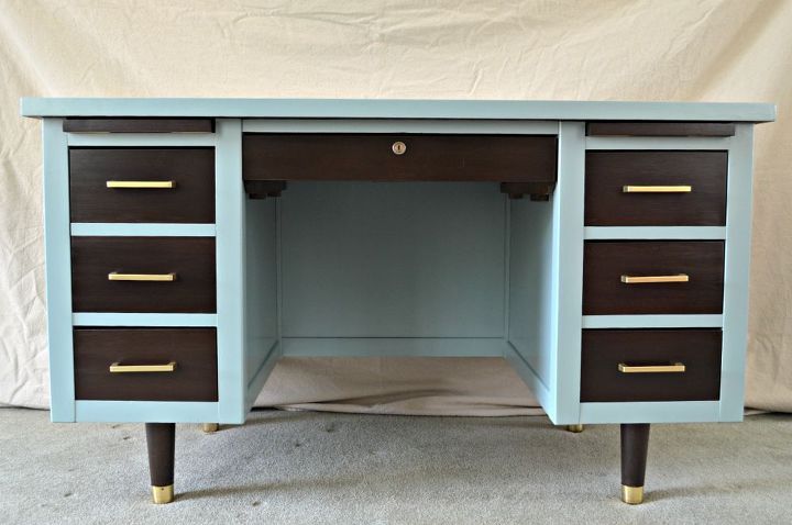 1950 s tanker desk redesign, painted furniture, repurposing upcycling