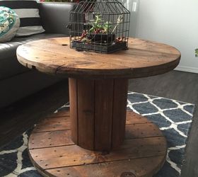 repurposed electrical reel to table, painted furniture, repurposing upcycling