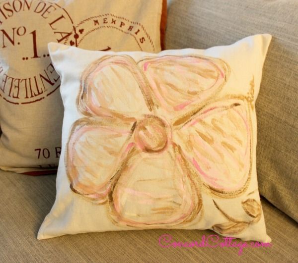painted floral pillow, crafts, how to, reupholster