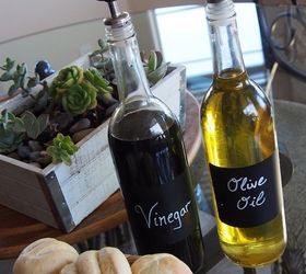 repurposing empty wine bottles into olive oil balsamic holders, chalkboard paint, crafts, how to, repurposing upcycling