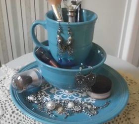 Repurposed Old Dinnerware to Make A Makeup and Jewelry organizer Hometalk