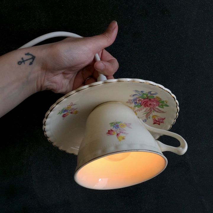 teacup pendant light, crafts, how to, lighting, repurposing upcycling, Teacup pendant lamp