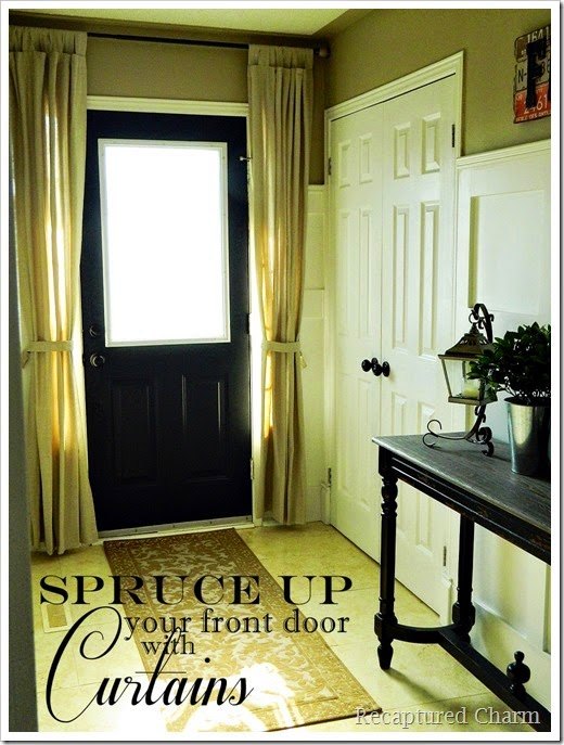 spruce up your front door with paint and curtains, doors, foyer, reupholster, window treatments