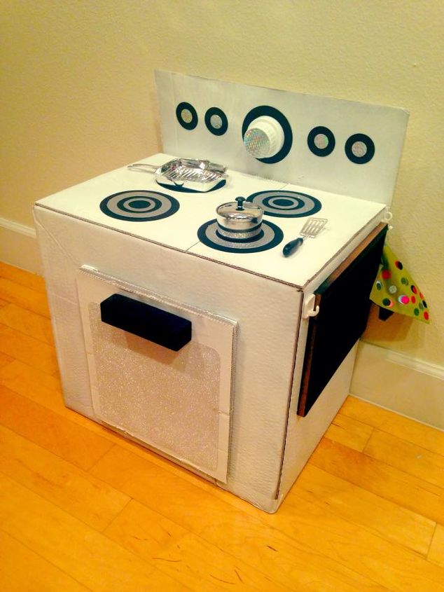 upcycle a box into a kid s play stove for under 5, chalkboard paint, crafts, how to, repurposing upcycling