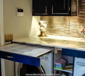 glam laundry room makeover for under 300, laundry rooms, storage ideas, wall decor, Hidden drying racks