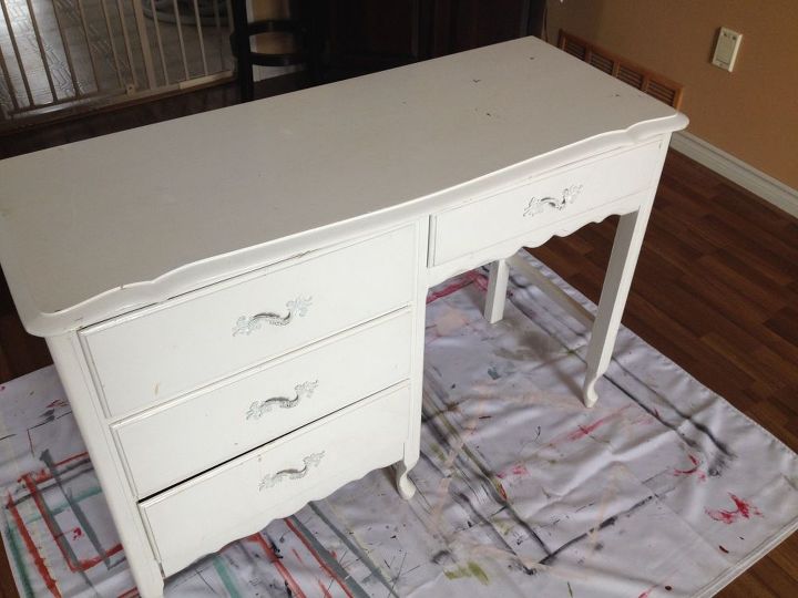 pretty in fusion mineral paint french provincial desk makeover, painted furniture