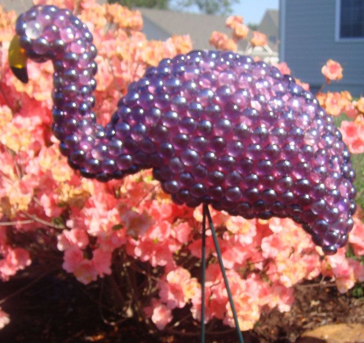 garden flamingo in purple gems, crafts, gardening, how to