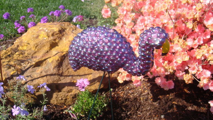 garden flamingo in purple gems, crafts, gardening, how to, A whole lot of whimsy