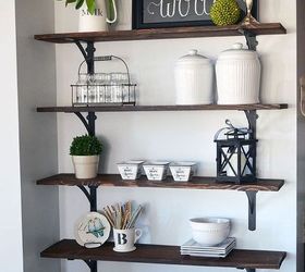 diy stained open shelving for the kitchen, kitchen design, shelving ideas