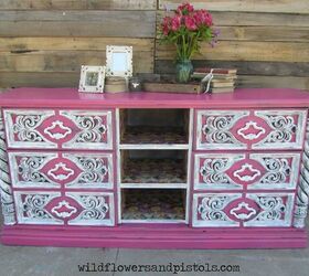 upcycled decoupaged and painted dresser, decoupage, painted furniture, repurposing upcycling