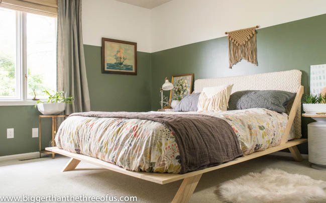 before after modern eclectic bedroom makeover, bedroom ideas, wall decor, woodworking projects