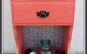 Coral and Black Paper and Painted Nightstand Makeover
