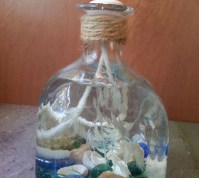 Liquor Bottle Repurpose--Coastal Candle