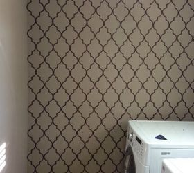 hand painted wallpaper in laundry room, laundry rooms, repurposing upcycling, wall decor