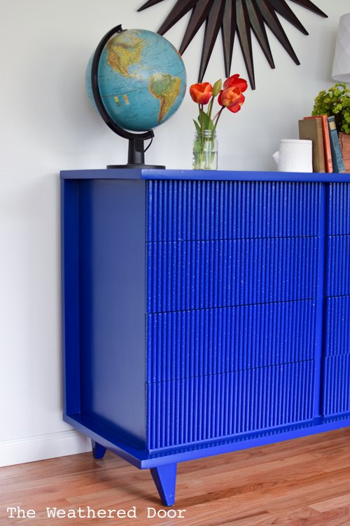 klein blue american of martinsville bamboo dresser makeover, painted furniture
