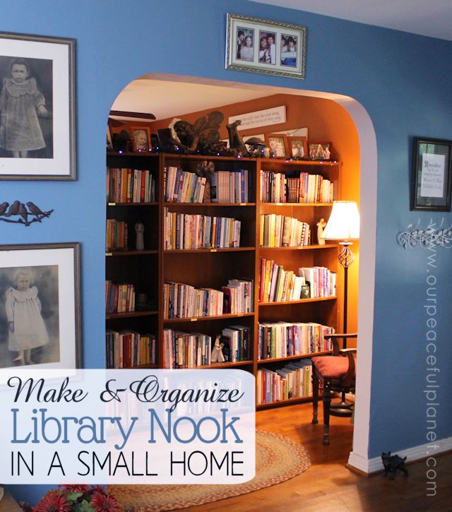 tiny home library nook, home decor, living room ideas, organizing