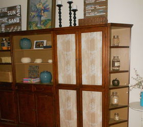 Cabinet With Glass Doors Makeover With Wallpaper