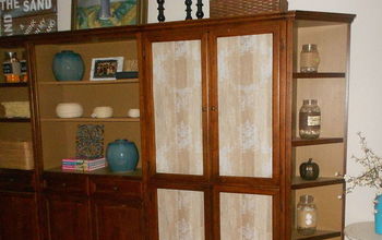 Cabinet With Glass Doors Makeover With Wallpaper