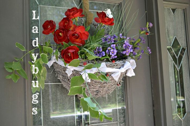 front door moss and flowers basket, crafts, patriotic decor ideas, seasonal holiday decor, wreaths