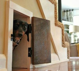 doghouse under the stairs, pets animals, stairs