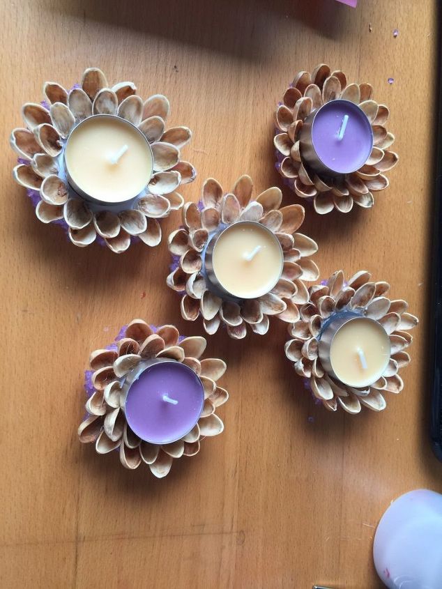 floating tea light holders with pistachio shells, crafts, how to, repurposing upcycling