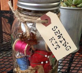 anthropologie inspired mason jar sewing kit, crafts, mason jars, repurposing upcycling