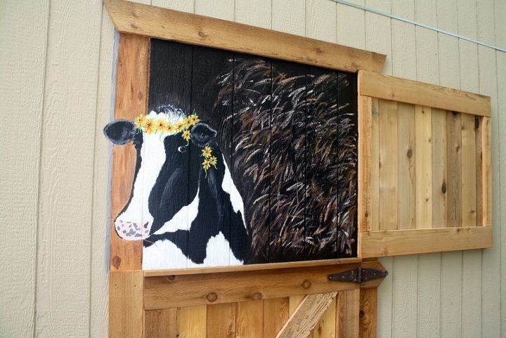 cow painting on barn door, crafts, outdoor living, I am watching over your crazy self Ms Zee