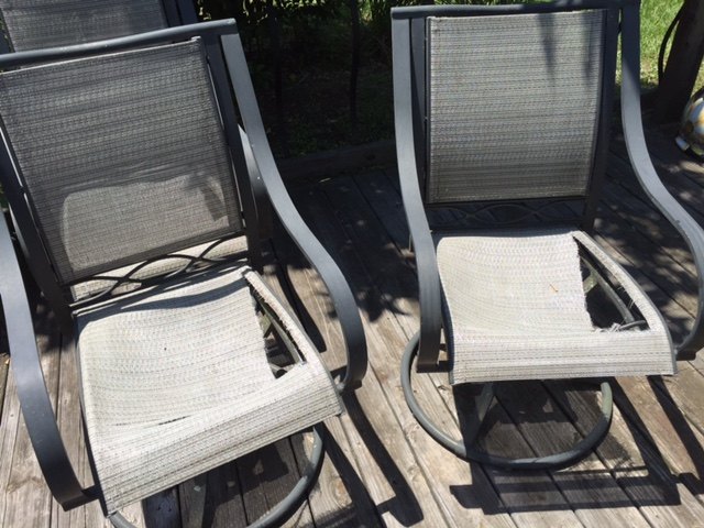 Replacing Repairing Dryrotted Fabric On, How To Replace Mesh Fabric On Patio Chairs