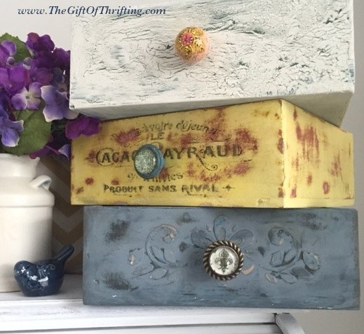 diy faux decorative dresser drawers, decoupage, painted furniture, repurposing upcycling, Faux Dresser Drawers