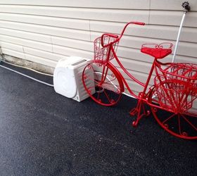 repurposed bicycle to garden planter, container gardening, flowers, gardening, repurposing upcycling, Candy Apple Red Spray painted the bike